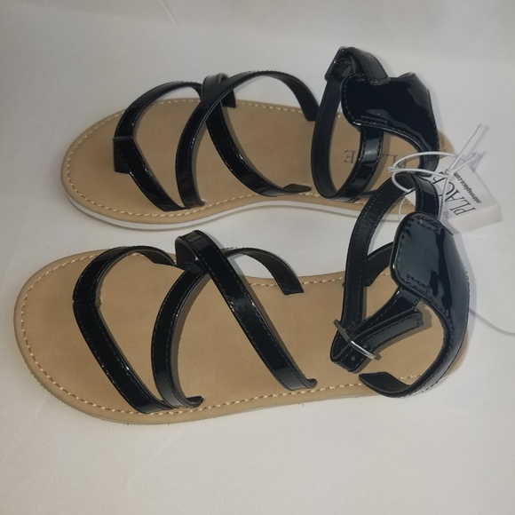 Children's Place Girl's Black Strappy Sandals - Picture 3 of 6